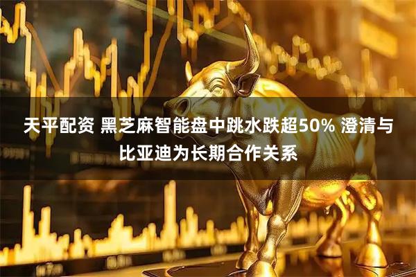 天平配资 黑芝麻智能盘中跳水跌超50% 澄清与比亚迪为长期合作关系